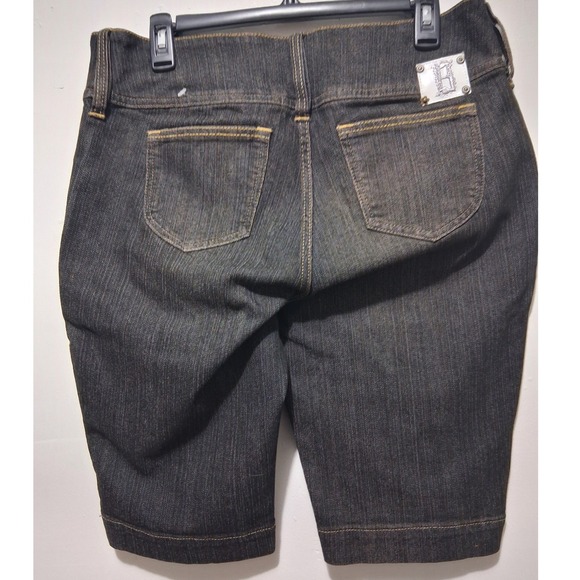 NWT Vtg Boom Boom Women Dark Wash Denim Bermuda Short Size 14W Wide Waistband - Picture 2 of 9